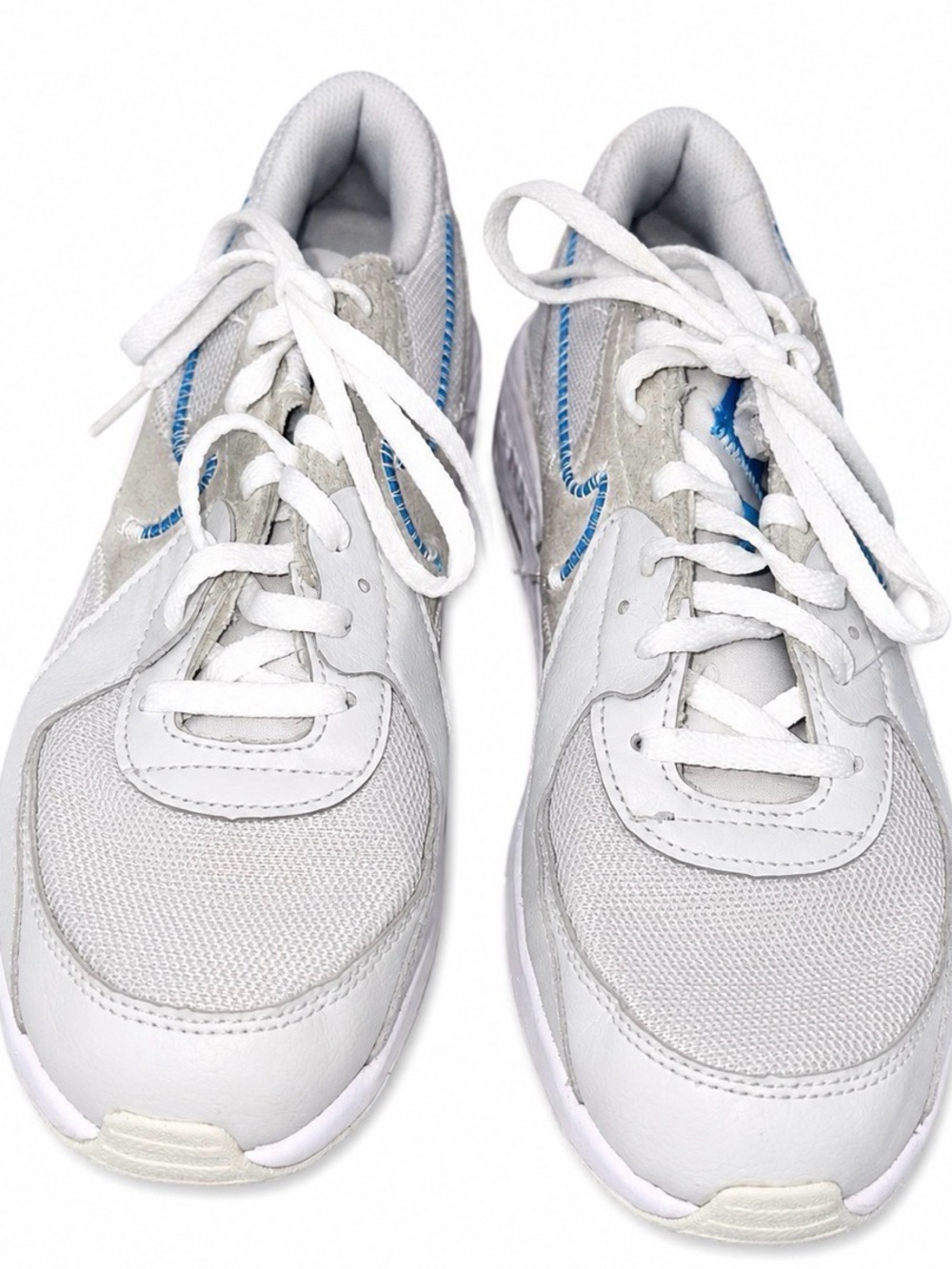 Nike Kids White Sneakers with Blue Accents